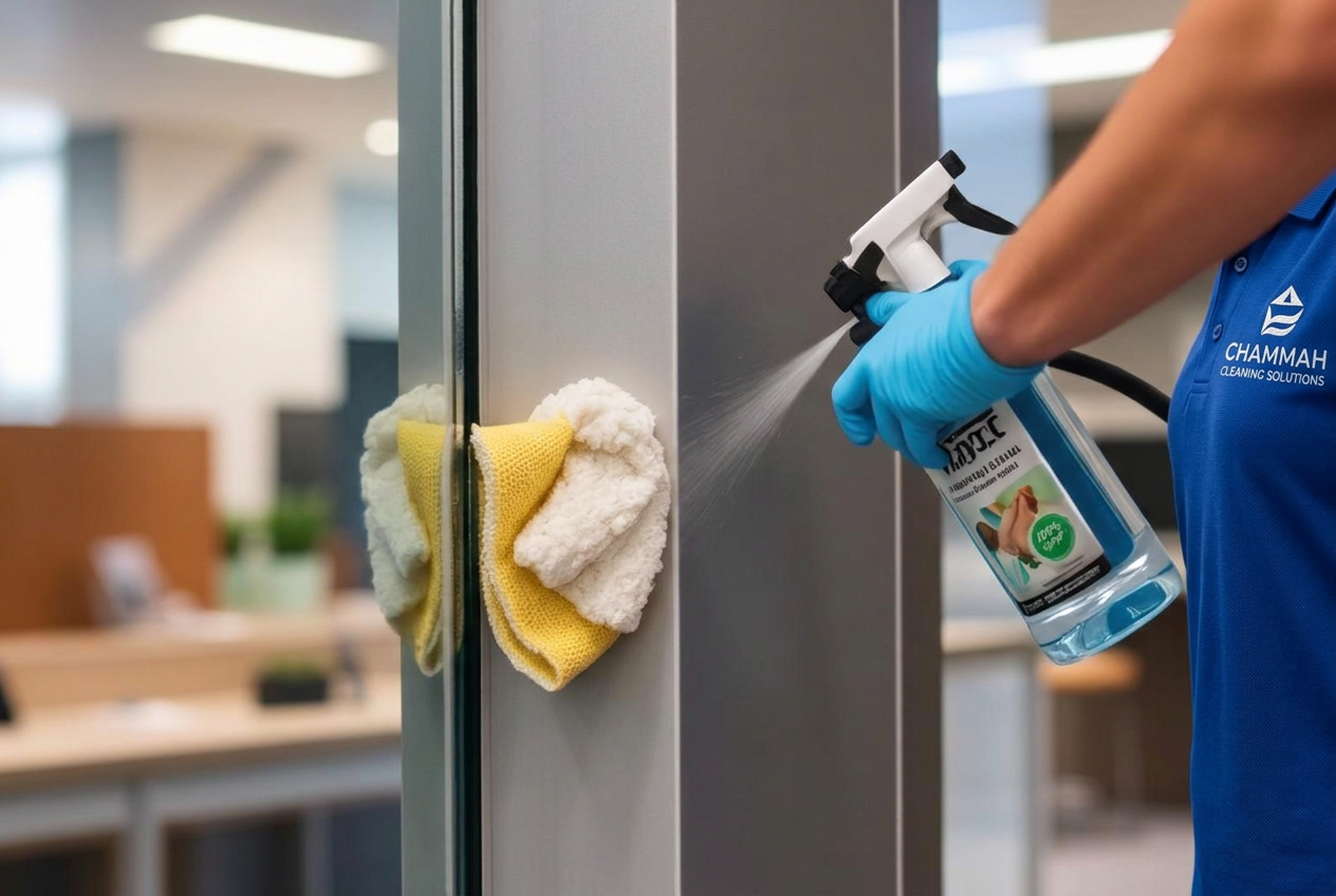 Cleaning professional deep cleaning a commercial interior surface